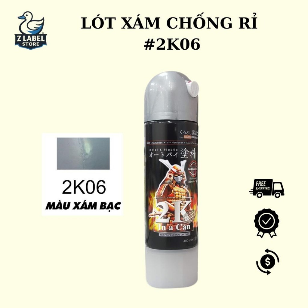 SƠN XỊT SAMURAI KUROBUSHI-LÓT CHỐNG RỈ MÀU BẠC 2K06 (400ml)