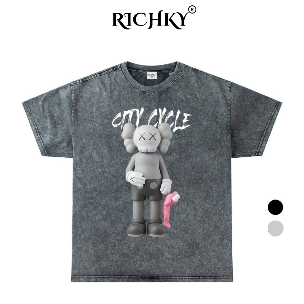 Áo Thun Wash Richky Premium Tee Kaws Gone City Cycle