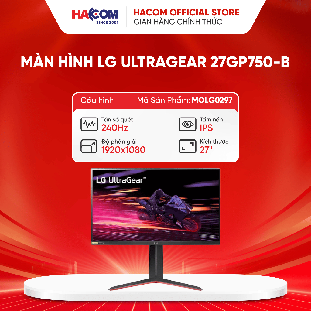 Màn Hình LG UltraGear 27GP750-B (27 inch/FHD/IPS/240Hz/1ms) - bảo hành 24 tháng  HACOM