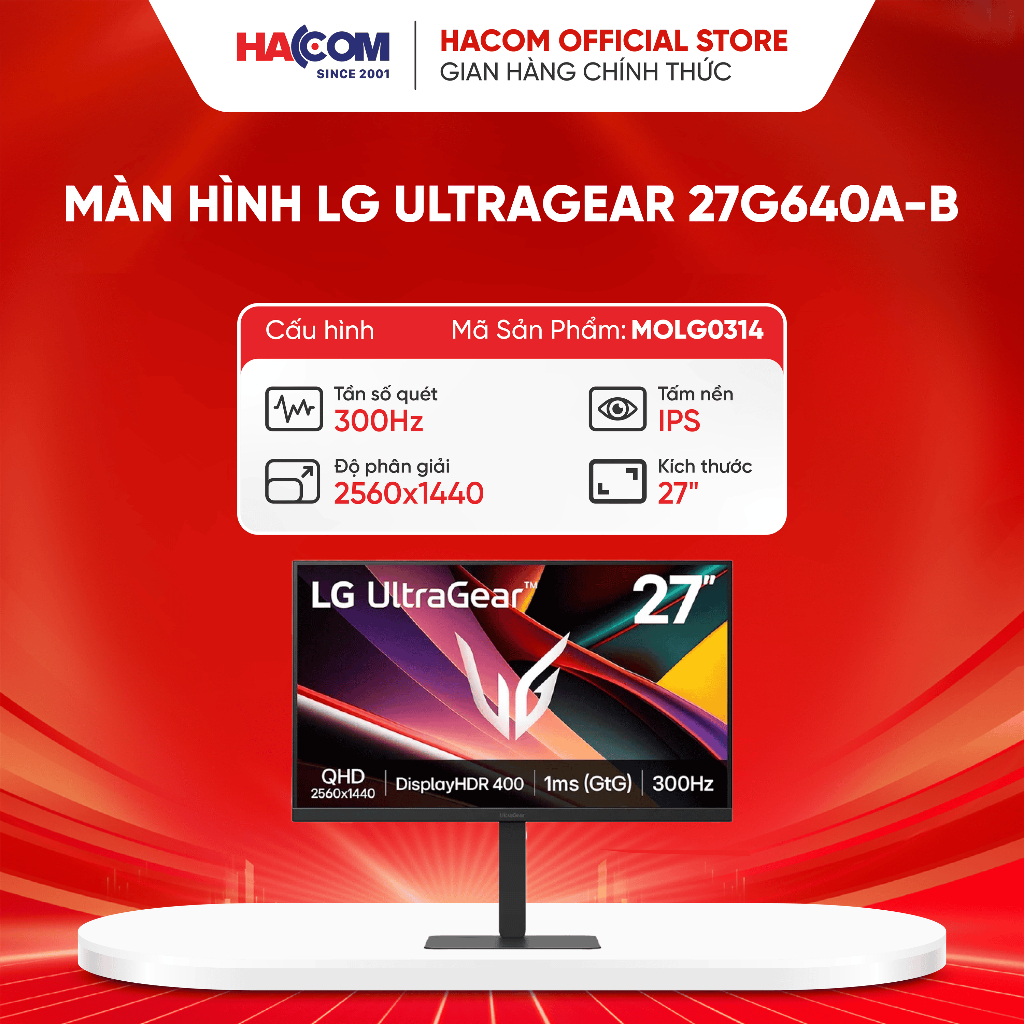 Màn hình LG UltraGear 27G640A-B (27 icnh/QHD/IPS/300Hz/1ms/loa/USB-C 15W)