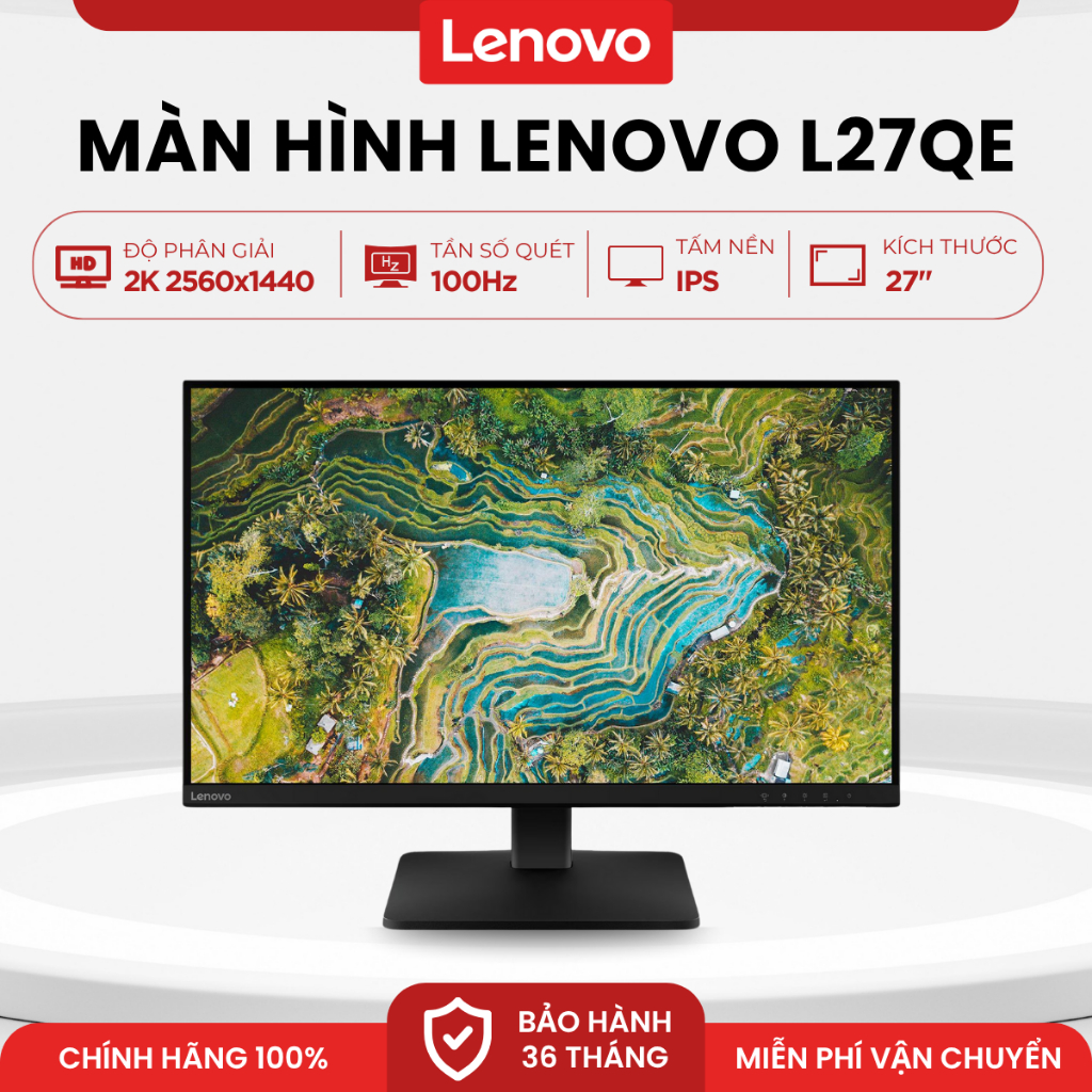 Màn Hình Lenovo L27qe | WQHD 2K (2560 x 1440) | 27" | IPS | 100Hz | 16.7 Triệu Màu Chính Hãng