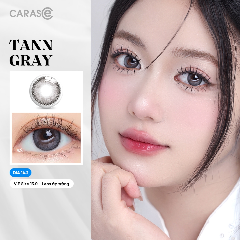 [CARASE] Lens Cận 1 chiếc 1 Ngày TANN GRAY Màu Xám Khói -  Kính Áp Tròng Khóa Ẩm