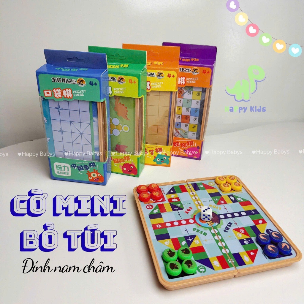 Các loại cờ mini bỏ túi có đính nam châm cho bé - Cờ đam, cờ tướng, cờ thú, cờ cá ngựa, cờ caro, cờ 