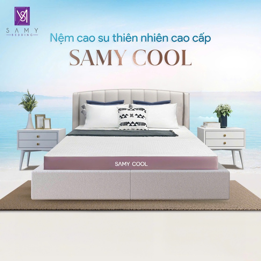 Nệm cao su thiên nhiên cao cấp Samy Cool SAMY BEDDING siêu mát lạnh ngày hè