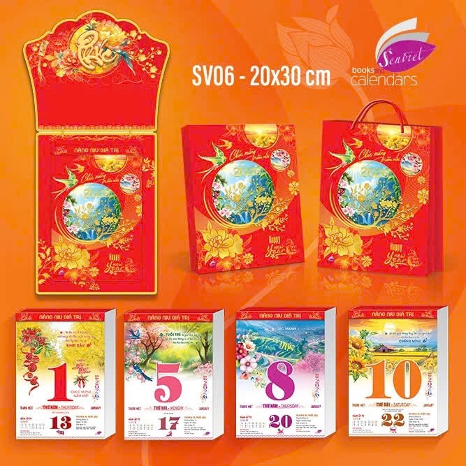 Lịch Bloc, Lịch 2026, NÂNG NIU GIÁ TRỊ, SV06 Lịch SEN VIỆT, Kích thước: 20x30 cm