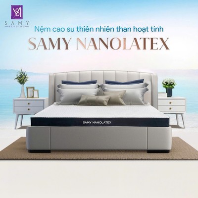 Nệm cao su thiên nhiên than hoạt tính Samy Nanolatex SAMY BEDDING cao cấp thoáng khí