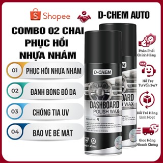 Combo 02 Chai Phục Hồi Nhựa Nhám D-Chem Chính Hãng Dưỡng & Đánh Bóng Nhựa Nhám Ô Tô Xe Máy