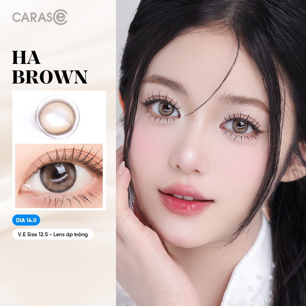 [CARASE] Lens Cận 1 chiếc 1 Ngày Ha Brown Màu Nâu Sữa -  Kính Áp Tròng Khóa Ẩm