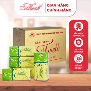 Thùng 9 gói giấy ăn gấu trúc khổ lớn Silkwell 100% bột tre nhập khẩu cao cấp tiện lợi