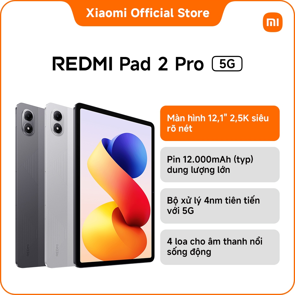 [New] REDMI Pad 2 Pro 5G | Màn hình 12,1" 2,5K siêu rõ nét | Hình ảnh mượt mà với tần số quét lên đến 120Hz