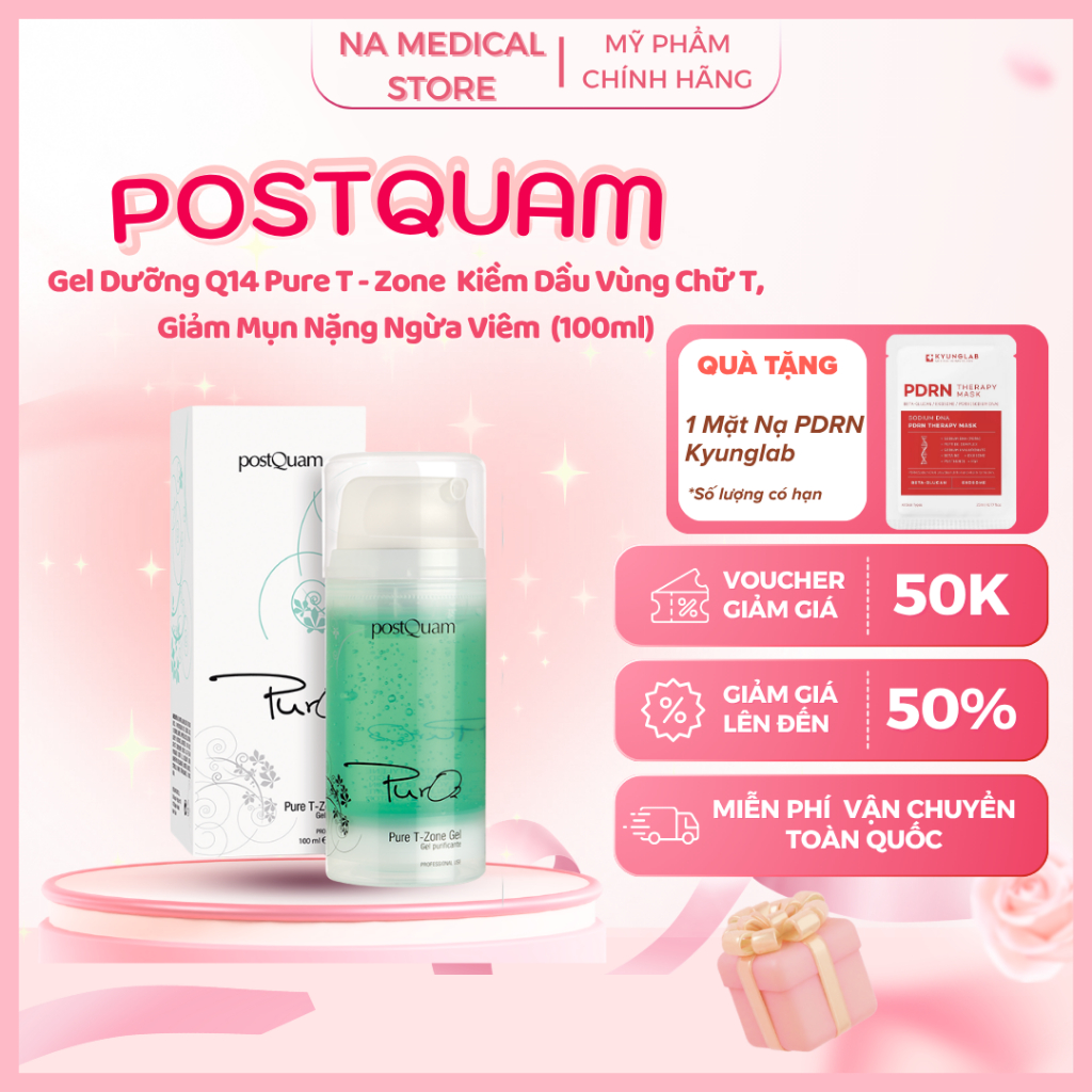 Gel Dưỡng postQuam Q14 Pure T - Zone  Kiềm Dầu Vùng Chữ T, Giảm Mụn Nặng Ngừa Viêm  (100ml)