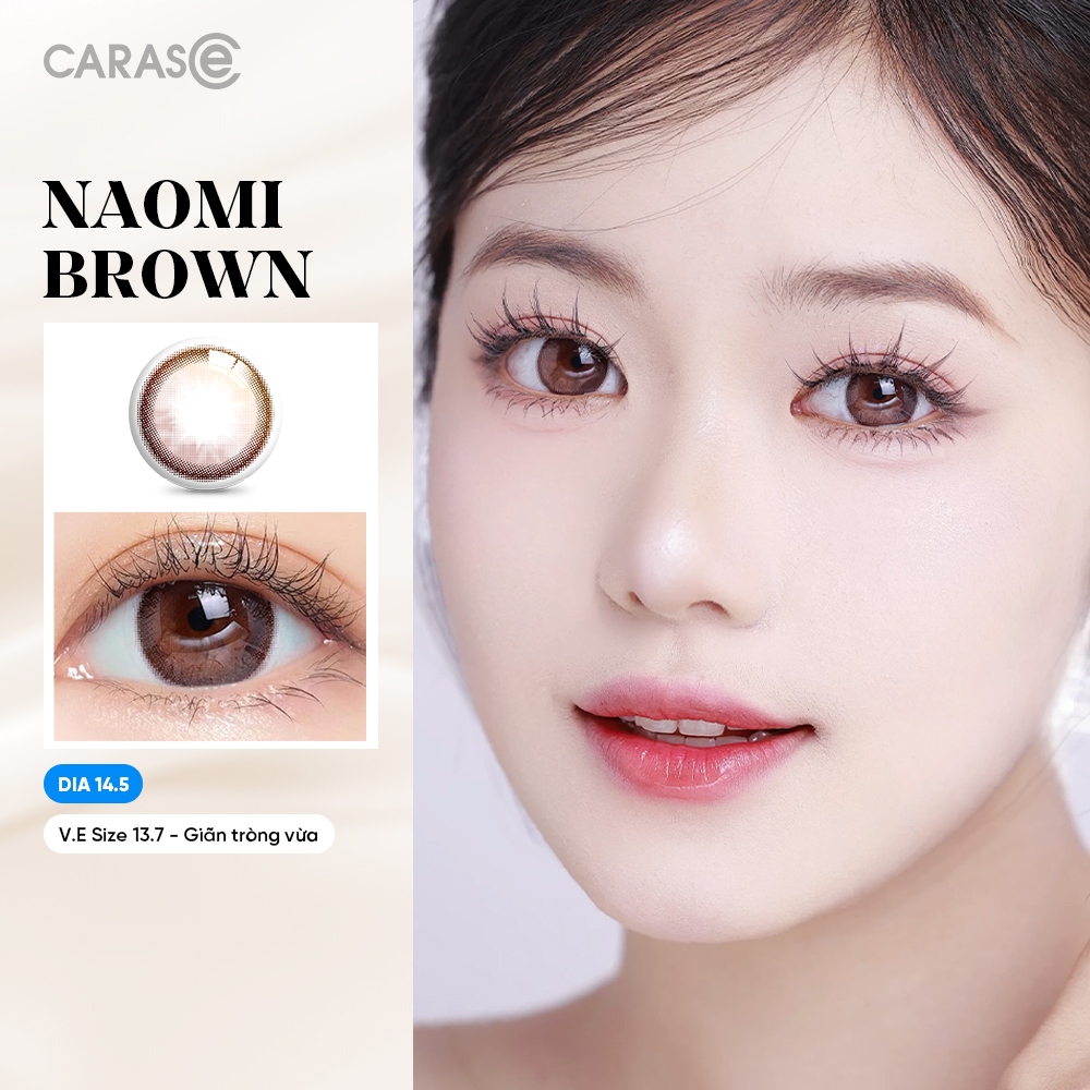 [CARASE] Lens Cận 1 chiếc 1 Ngày Naomi Brown Màu Nâu Mật Ong - Kính Áp Tròng Khóa Ẩm