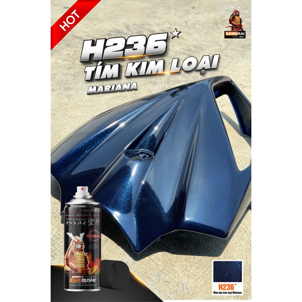 Sơn xịt Samurai màu Tím Kim Loại Mariana - H236 (400ml/chai)