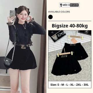  Chân váy nữ BIGSIZE chân váy nhung bồng cạp tag MIU lưng cao dáng ngắn siêu xinh 5517 
