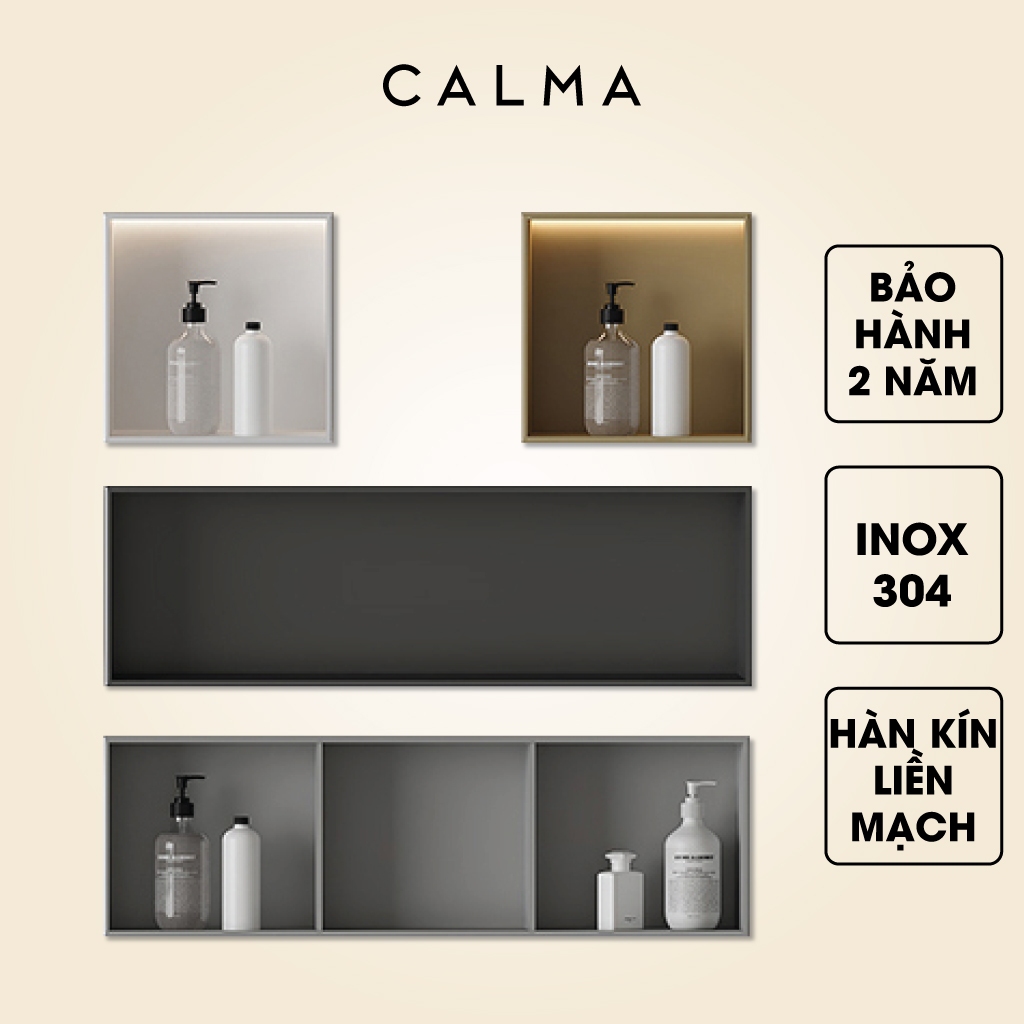 Hộc âm nhà tắm inox 304 CALMA kệ âm nhà tắm kiểu ngang CM3