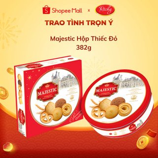   TẾT 2026  Bánh Richy Majestic Hộp Thiếc Đỏ 382g  Có Túi Giấy  