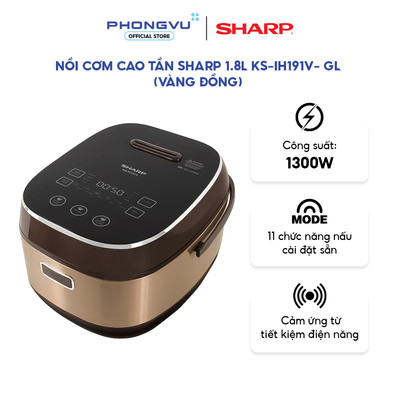 Nồi Cơm Điện Cao Tần Sharp KS-IH191V-GL (1.8L) - Lòng Nồi 7 Lớp, 11 Chế Độ Nấu - Bảo Hành 12 Tháng