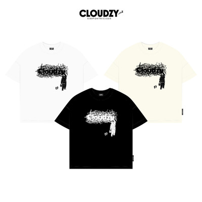 Áo thun boxy thêu Cloudzy unisex phông tay lỡ nữ nam cotton phối màu form rộng boxy MESS