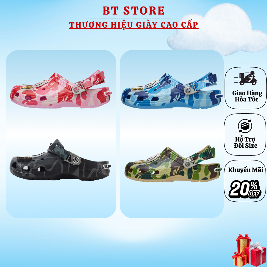 [ Hàng Best ] Dép Cro.cs Clog Classic x Bape Clog ABC Camo Bape ss2025 full hộp