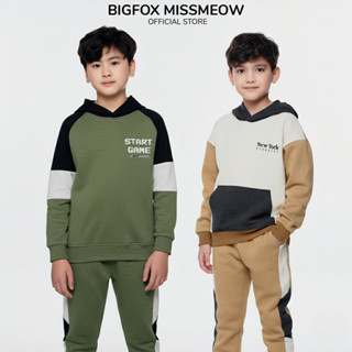  Bộ nỉ bông cho bé trai BIGFOX MISS MEOW size đại kiểu Hàn Quốc có mũ trẻ em cỡ 3-15 tuổi 30kg 50kg 