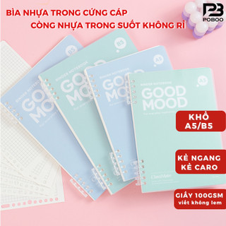   Giảm 5K Đơn 0Đ  Sổ Còng A5 B5 Bìa Trong Còng Không Rỉ Kèm Giấy Refill 100GSM Kẻ Ngang Caro Có Bán Rời Bìa Giấy 