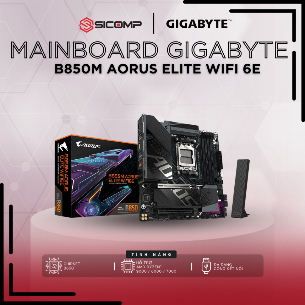 [FULL V] GIGABYTE B850M AORUS ELITE WIFI 6E (MÀU ĐEN), CHÍNH HÃNG