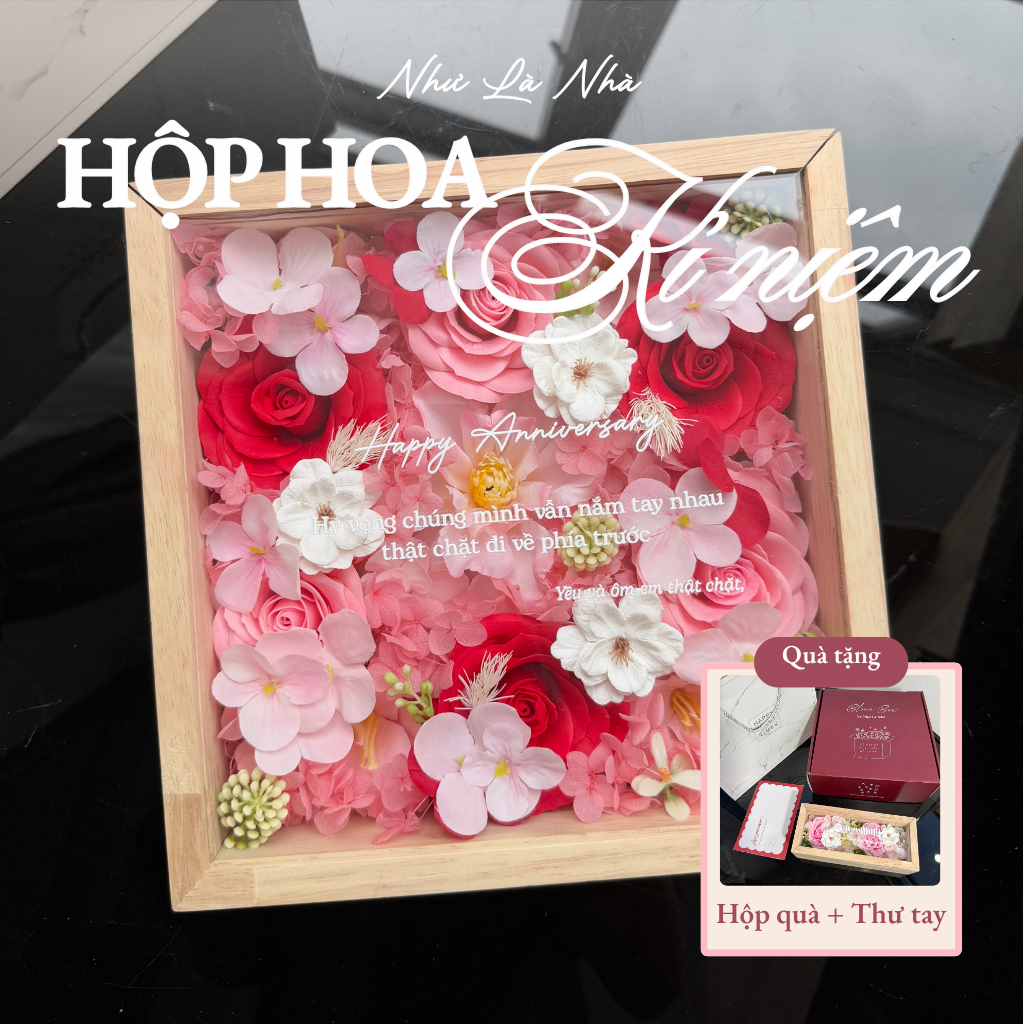 HỘP HOA KỶ NIỆM TÌNH YÊU – “HAPPY ANNIVERSARY” | Như Là Nhà Bloom Box