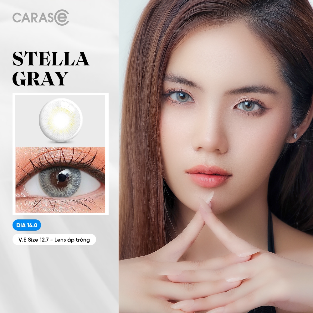 [CARASE] Lens Cận 10H 3 Tháng  STELLA GRAY Màu Xám CARASE - (1 bên mắt) Kính áp tròng khoá ẩm