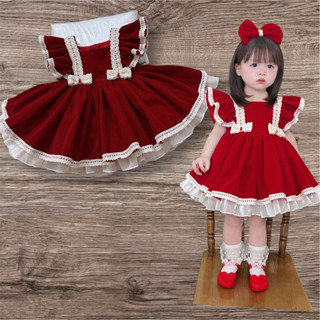  Đầm Nhung Đỏ Kèm Cài Cho Bé Diện Giáng Sinh Lễ Tết Chụp Hình 