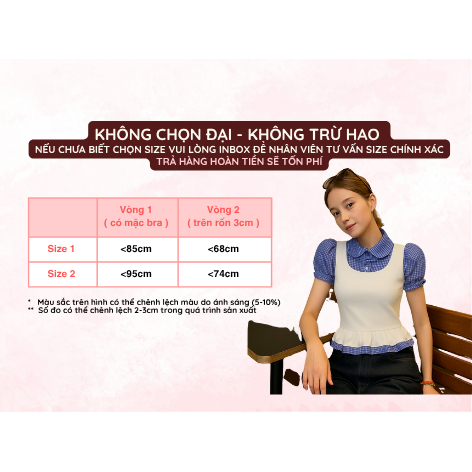 Áo Thun Phối Sơ Mi SAIGONESE Tay Phông Hoạ Tiết Caro Thun Cotton Form Chiết Eo Nữ - A05SP | BigBuy360 - bigbuy360.vn