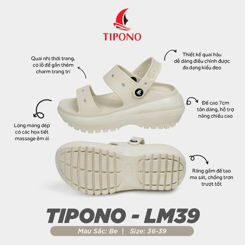 Sandan TiPoNo LM39 nữ quai hậu .Hàng chính hãng TiPoNo tặng Full chram