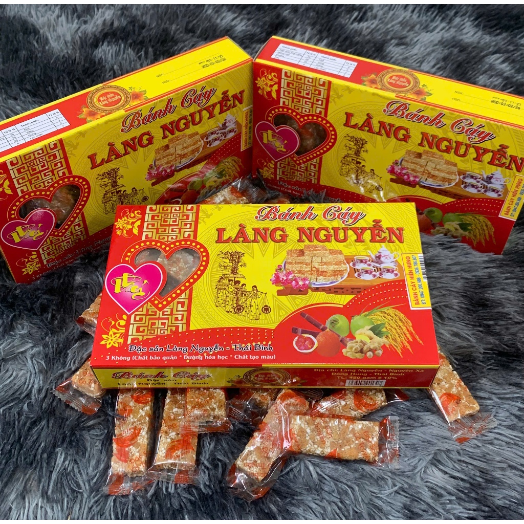 FREESHIP- Bánh cáy Làng nguyễn Thái Bình Ít Đường - Đặc sản Thái Bình hộp 450g