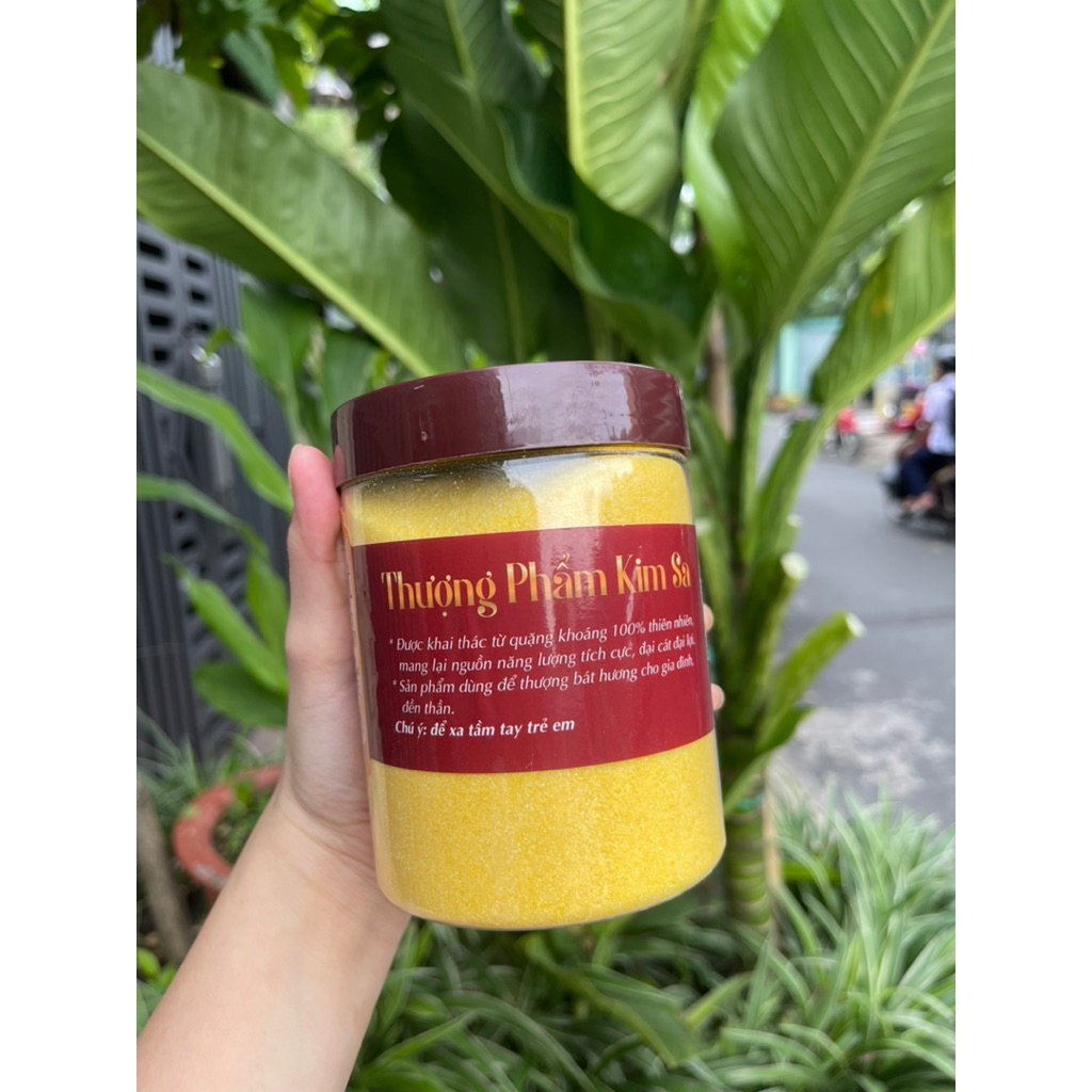 Hũ 1kg vàng kim sa đặt lư hương, Cát vàng tài lộc, cát vàng kim sa