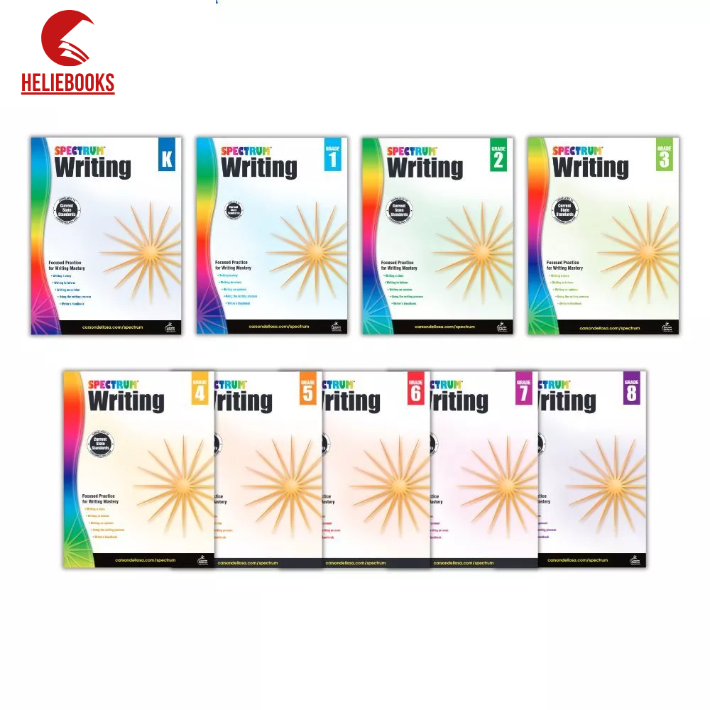 Sách [Luyện Viết] - Spectrum Writing - Grade K,1,2,3,4,5,6,7,8 - Khổ A4 in màu lazer