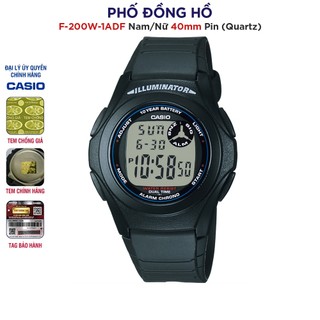  Đồng hồ unisex dây nhựa huyền thoại Casio Anh Khuê F-200W-1ADF 