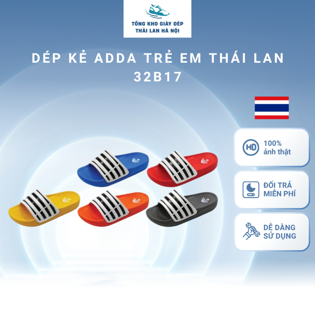 Dép kẻ Adda trẻ em Thái Lan 32B17