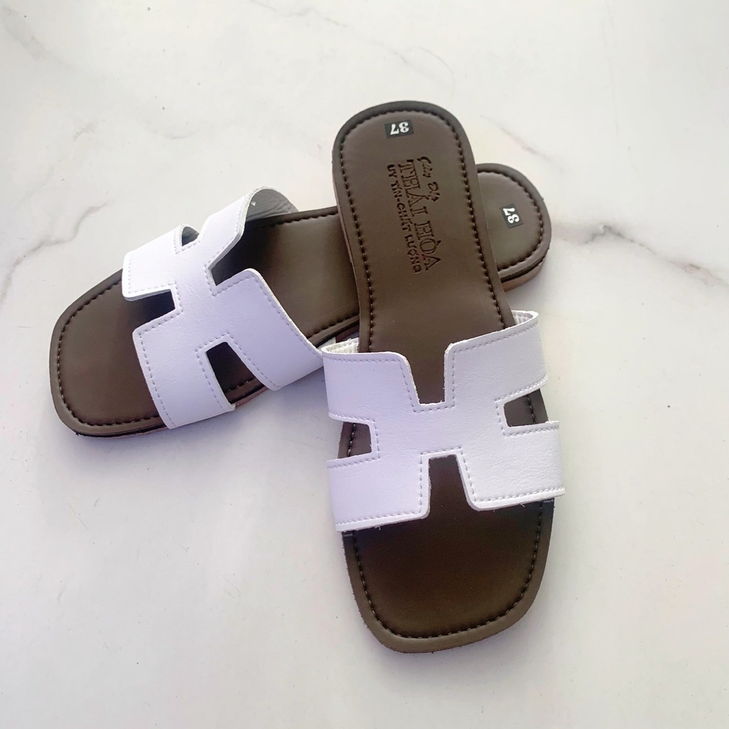 Dép lê nữ quai ngang chữ H trắng làm chắc chắn, mang bền