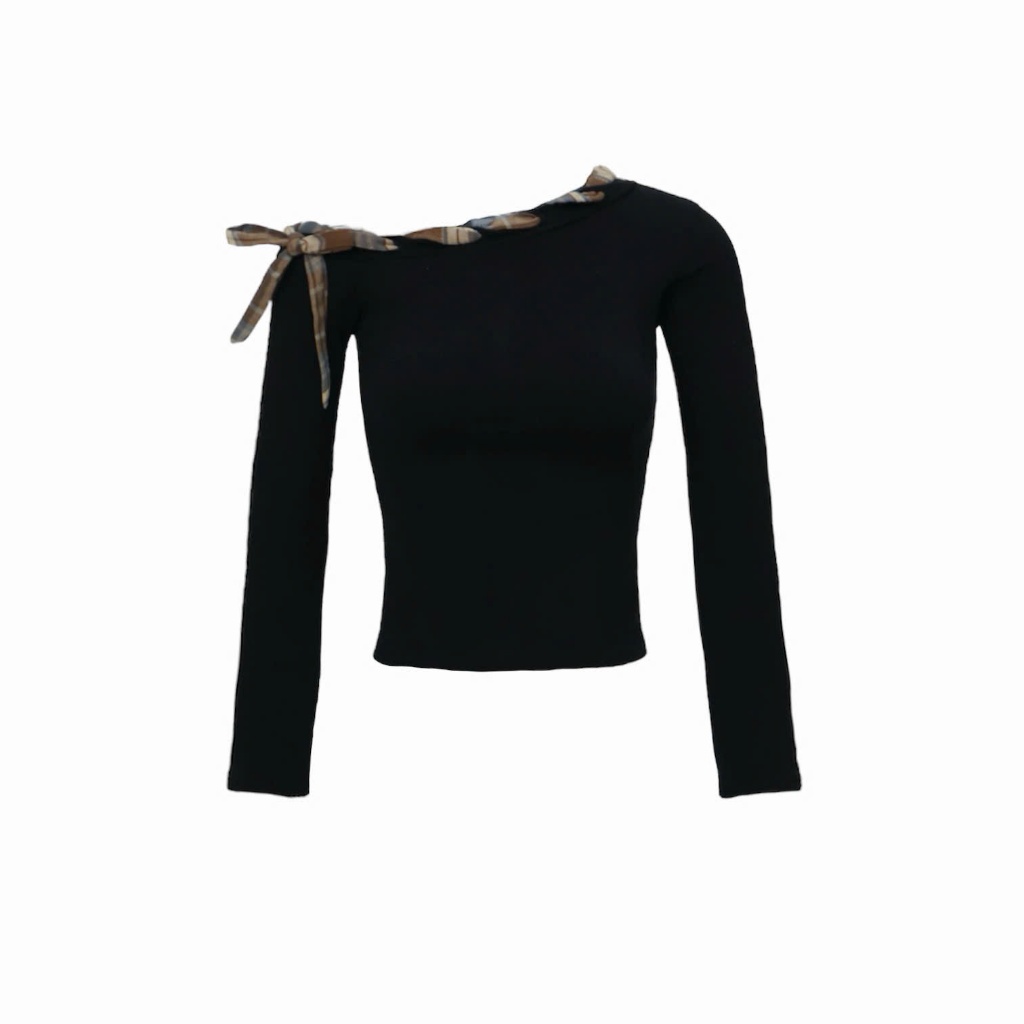 Áo Thun SAIGONESE Thiết Kế Trễ Vai Đan Dây Form Ôm Tay Dài Có Chiết Eo - A09SP | BigBuy360 - bigbuy360.vn