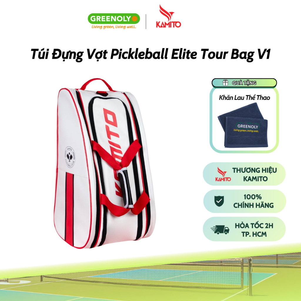 Túi Đựng Vợt Pickleball | Balo Pickleball Kamito Elite Tour Bag V1 - Màu Trắng Đỏ