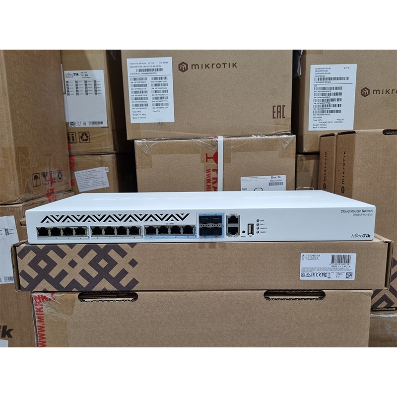 Switch MikroTik CRS312-4C+8XG-RM – Giải Pháp 10G Cho Doanh Nghiệp, 8 Cổng 10G RJ45, 4 Cổng Combo SFP