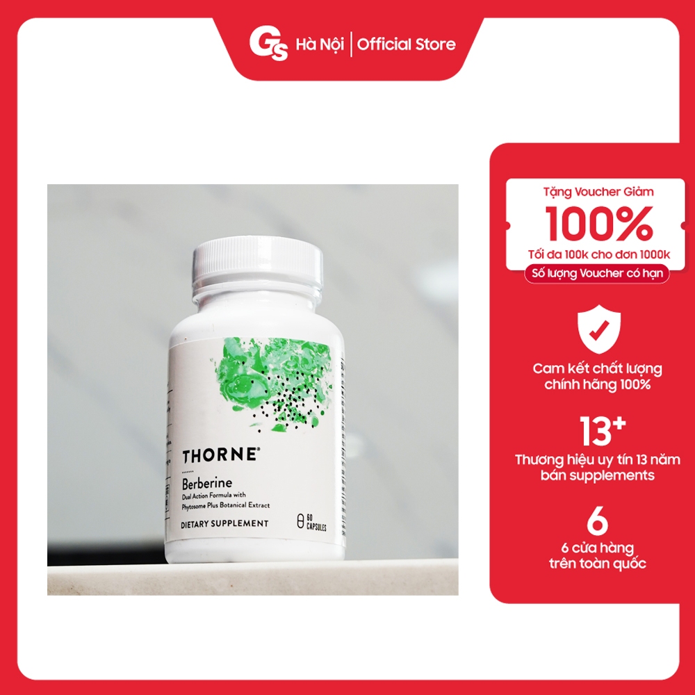 Viên uống Thorne Berberine (USA) hỗ trợ rối loạn chuyển hóa, giảm kháng insulin, cholesterol máu