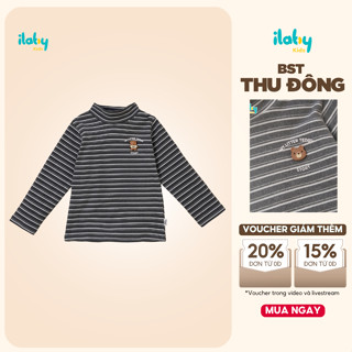  Áo giữ nhiệt bé trai ILABY thiết kể tay dài cổ cao kẻ ngang chất liệu cotton co giãn 4 chiều siêu âm  3483  