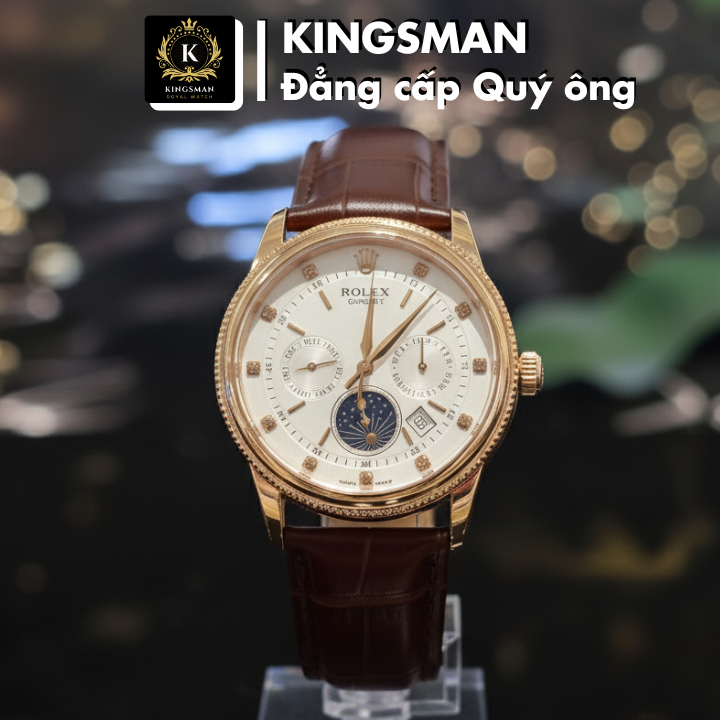 Đồng Hồ Nam Cơ Full 6 Kim Rolexx N050 – Mặt 40mm Sang Trọng, Dây Da Cao Cấp, Phong Cách Doanh Nhân