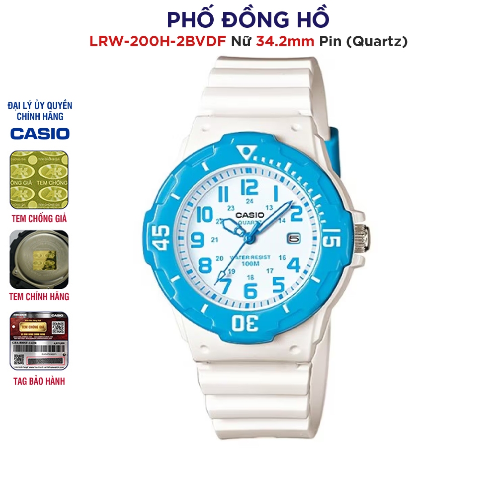 Đồng hồ nữ dây nhựa Casio chính hãng Anh Khuê LRW-200H-2BVDF