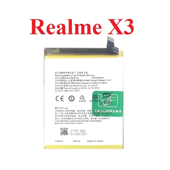 Pin Li-Polymer Oppo Realme X3 Mã BLP775 Dung Lượng 4200mAh New Thay Thế