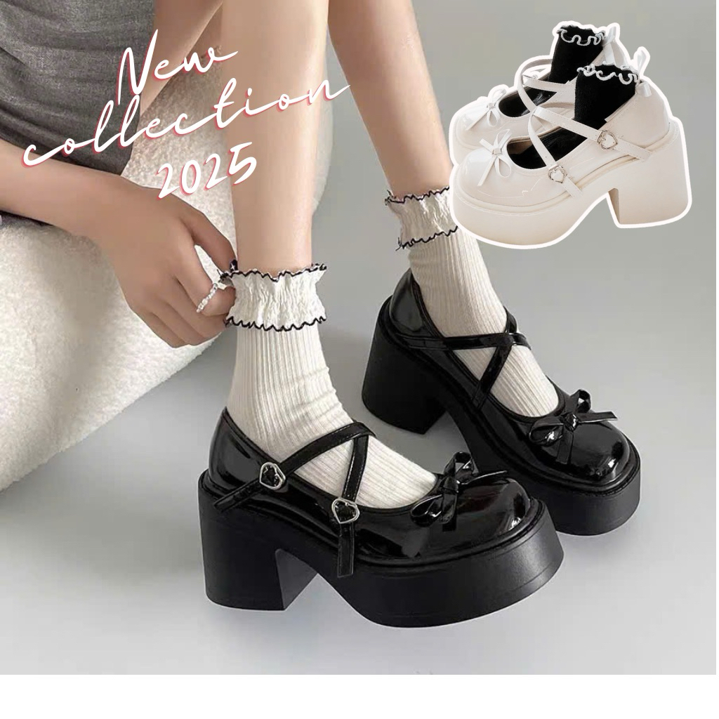 (HÀNG SẴN) giày nữ giày lolita đế cao thời trang phong cách hiện đại mary jane, đế đốc nhẹ êm chân