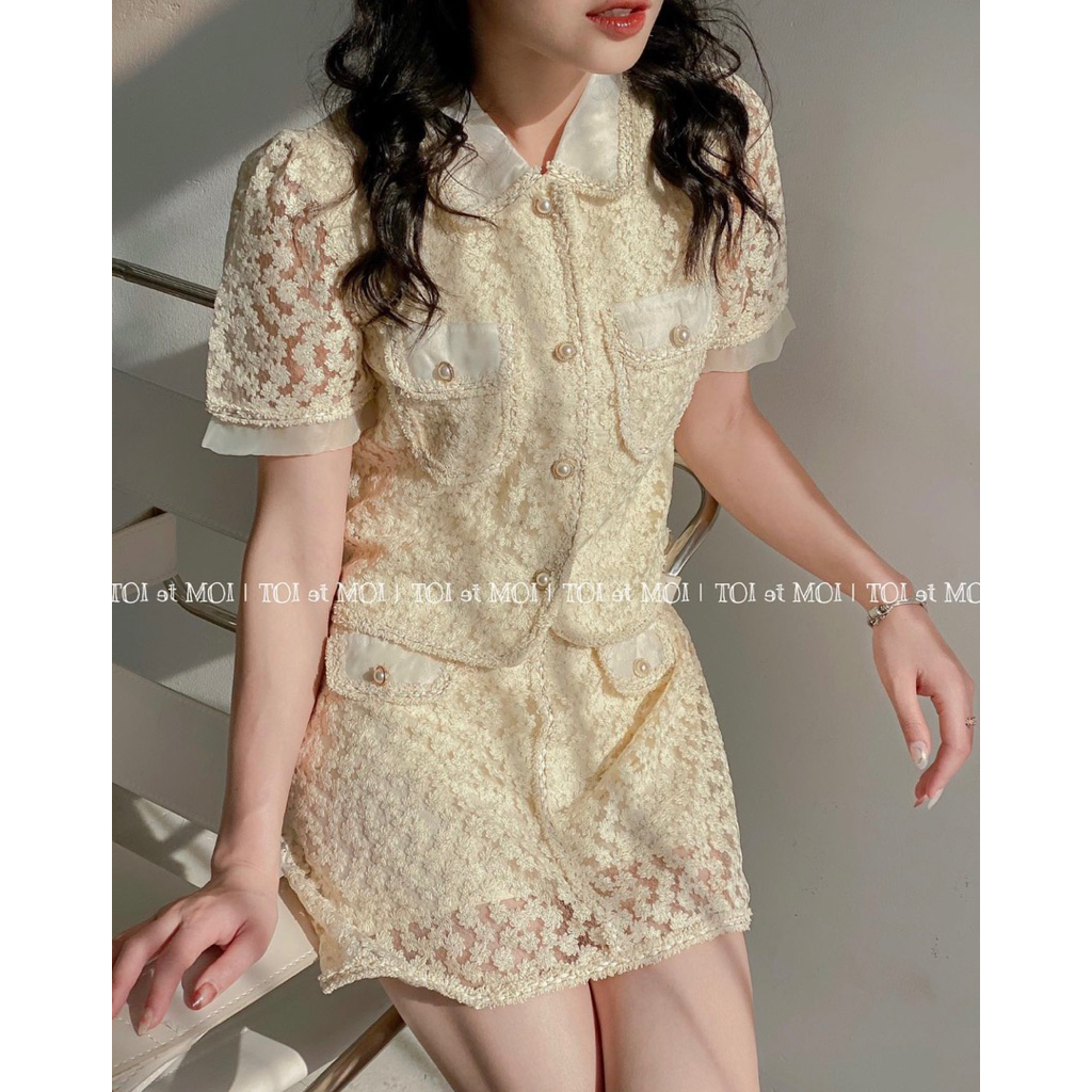[Pass] Thanh lý set váy ren hoa ngắn tay Toi Et Moi