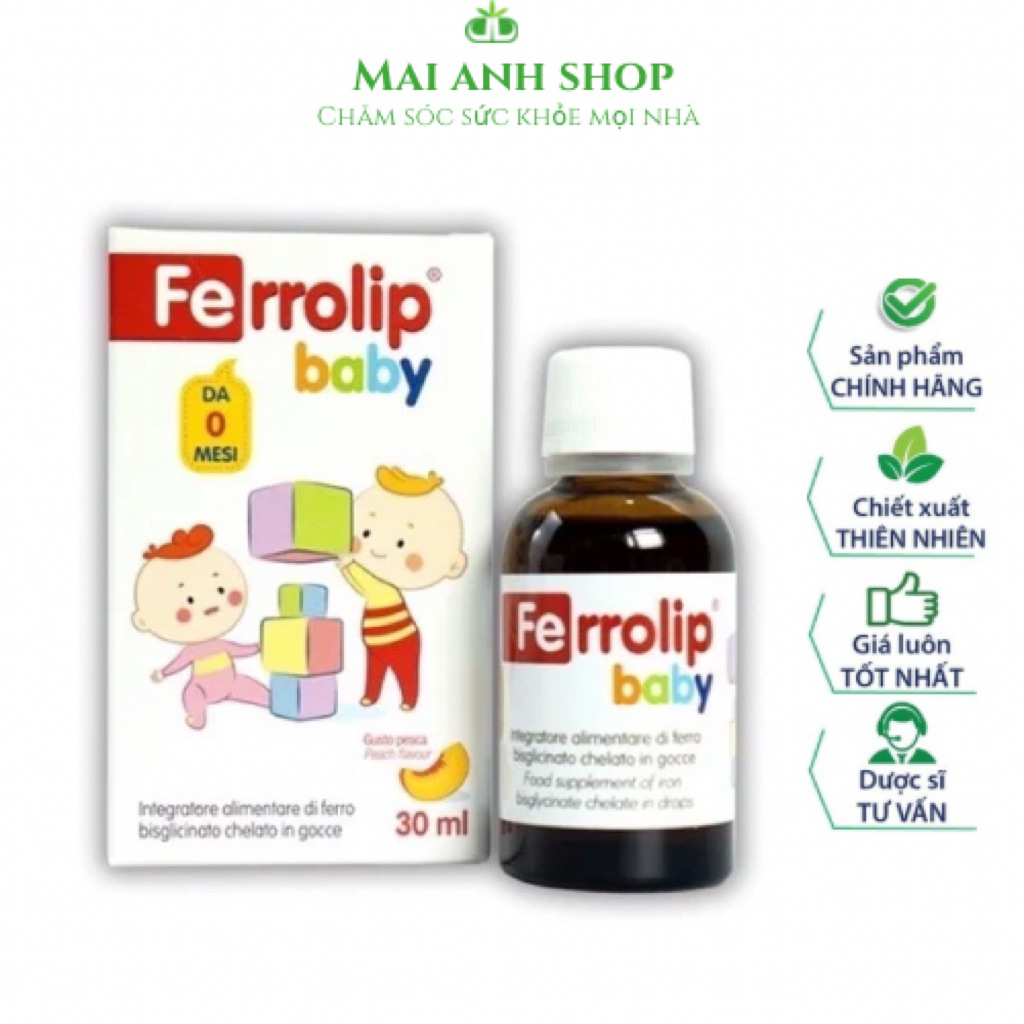 Sắt Ferrolip Baby 30ml bổ sung sắt hữu cơ cho bé