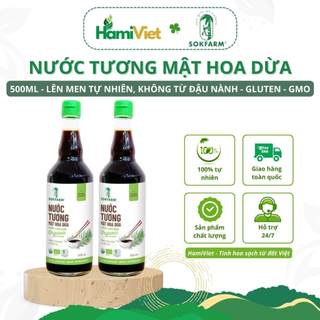 Nước tương mật hoa dừa organic Sokfarm 500ml dòng ít muối, không đậu nành, không chất bảo quản