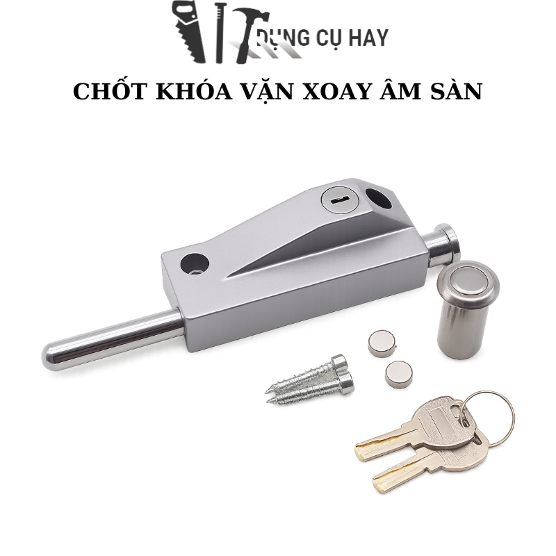 Chốt Khóa Cửa Hợp Kim Âm Sàn, Chốt Kim Loại Tích Hợp Lò Xo Kèm Chìa Hoặc Núm Xoay
